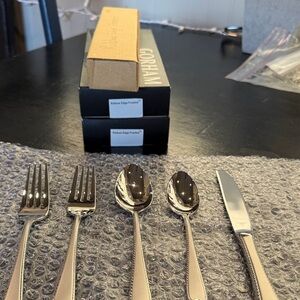 Gorham Ribbon Edge Frosted Flatware 5 Pc Place Setting NEW in Box